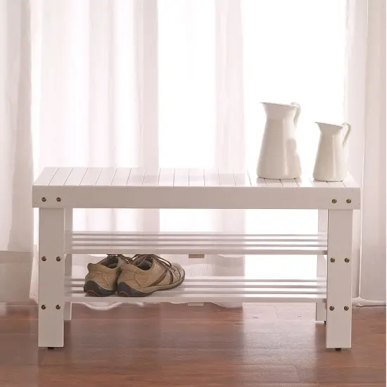 Wooden Shoe Rack Bench for Hallway Entryway or Closet Storage {1}