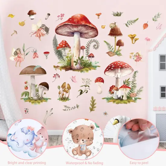 Mushroom with Flower Wall Decals {3}