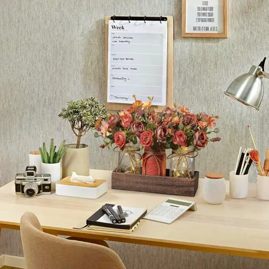 3 Pcs Mason Jar Centerpiece Table Decorations - Orange {3}