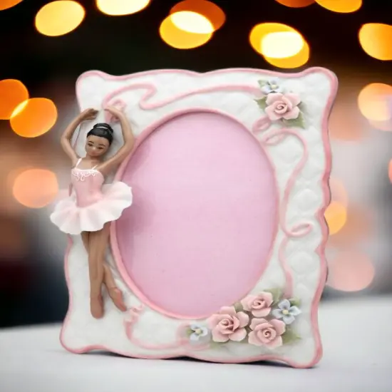 Ceramic African American Ballerina Picture Frame, Home D&eacute;cor, Gift for Her, Gift for Daughter, Gift for Ballerina Dancer {1}