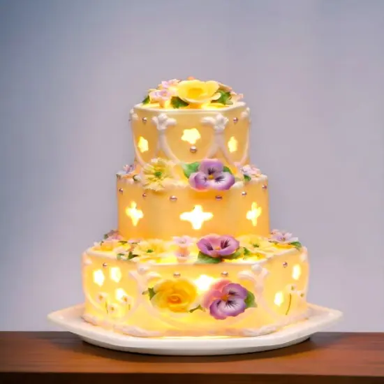 Ceramic Pansy Flower Cake Candle Holder, Home Décor, Gift for Her, Gift for Mom, Nature Lover Gift, Wedding Decor {2}