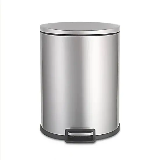 Silver Stainless Steel 13-Gallon Step-On Trash Can with Soft Close Lid and Removable Liner {1}