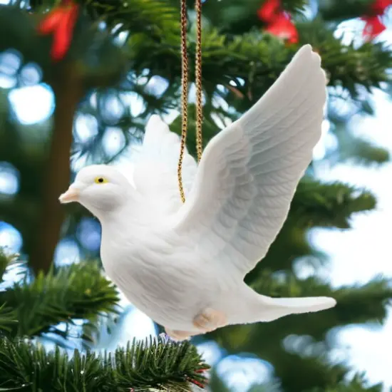 Christmas Decor Hand Crafted White Peace Dove Ornament, Home D&eacute;cor, Gift for Her, Wedding Decor, Christmas tree D&eacute;cor, Wall Decor {2}