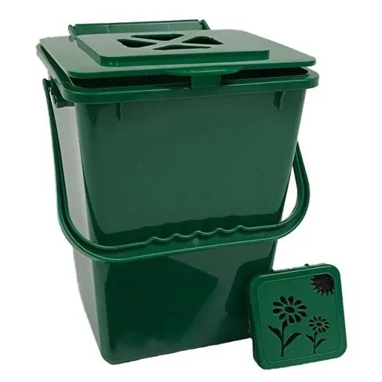 Green High Density Polyethylene 2.4 Gallon Kitchen Composter with Carbon Filter {1}