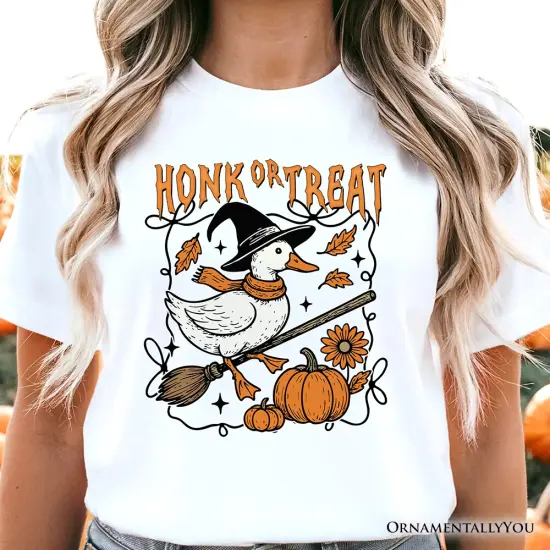 Honk or Treat Goose T-Shirt, Hilarious Halloween Tee for Silly Bird Enthusiasts {5}