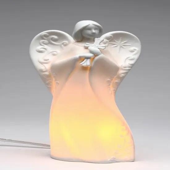 Ceramic Angel Holding Cross Night Light, Home D&eacute;cor, Religious D&eacute;cor, Religious Gift, Church D&eacute;cor, Baptism Gift {3}