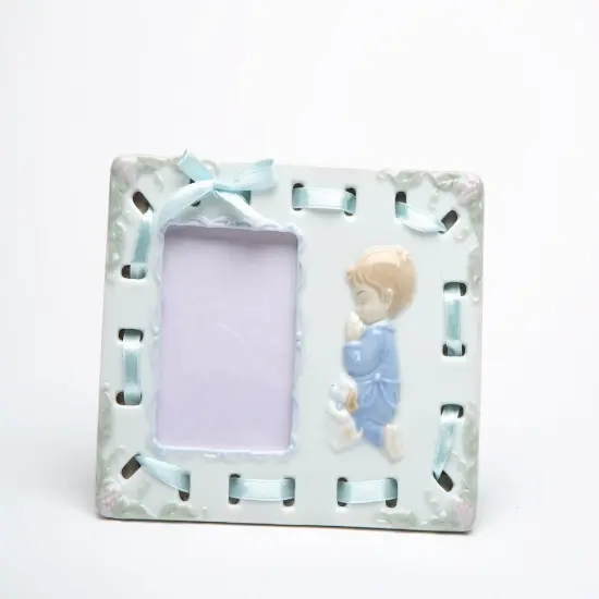 Ceramic Praying Boy Picture Frame, Religious D&eacute;cor, Religious Gift, Church D&eacute;cor, Church Gift, Baptism Gift {3}