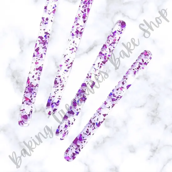 Flake Glitter Acrylic Popsicle Sticks- Purple {1}