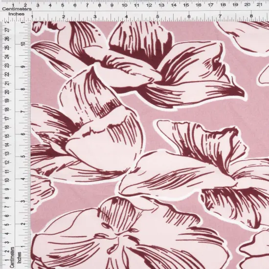 1 Yard Mauve Floral CEY Print Woven Fabric Lightweight Polyester 58/59 Inches Wide MAUVE {3}