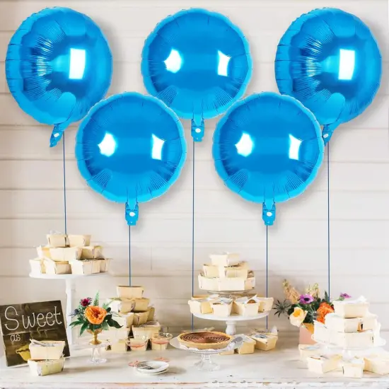 20 Pcs Blue Round Shaped Balloons,18 Inch Round Foil Balloon,Giant Round Mylar Balloon Helium Balloons for Birthday Party Baby Shower Wedding Decorations (Blue) {3}