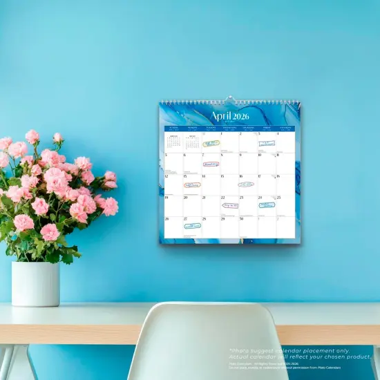 Crackled Blush | 2026 12 x 12 Inch (Hanging) 18 Months Monthly Square Wire-O Calendar | Sticker Sheet | July 2025 - December 2026 {5}