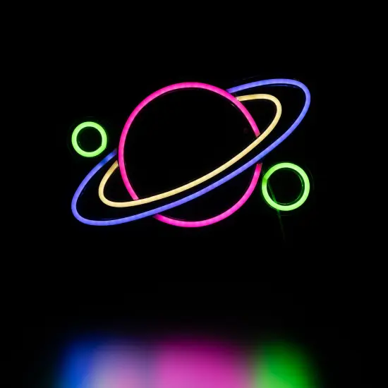 Northlight LED Ringed Planet Neon Lighted Wall Art - 16" Pink {1}