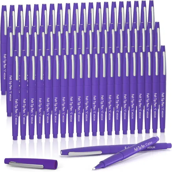 Felt Tip Pens, 60 Purple Pens, 0.7mm Medium Point Felt Pens, Felt Tip Markers Pens for Journaling, Writing, Note Taking, Planner, Perfect for Art Office and School Supplies {1}