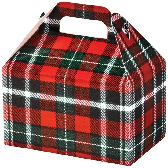 Pack/6: Christmas Plaid Party Favor Gable Box - 6 x 3-3/4 x 3-1/2" {1}
