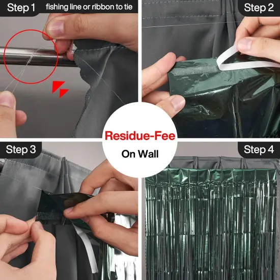 Retro Green Foil Fringe Curtain,2 pcs 3.3x6.6 ft Dark Green Streamers, Fringe Backdrop, Tinsel Backdrop, Tinsel Curtain, Door Shimmer, Birthday Party Streamers, Christmas Decorations {3}