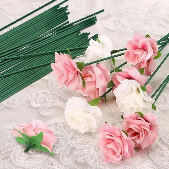 Floral Wire Stems, 50 Pieces, Flower Rose Bud Stems, 8 Inches {1}