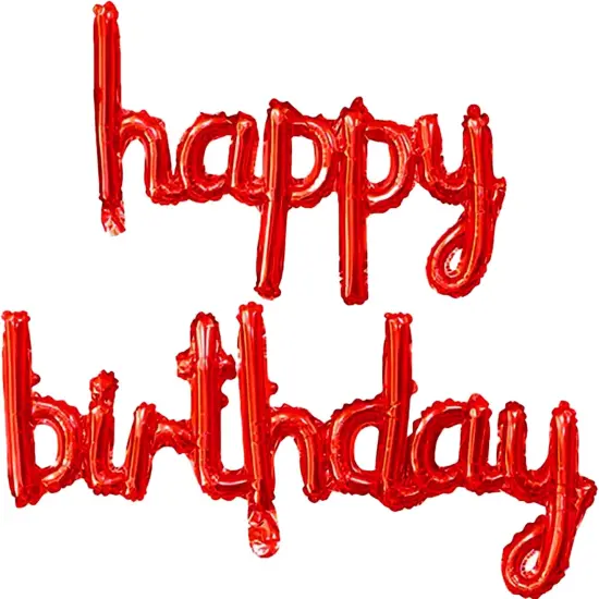 Red Happy Birthday Balloon Banner 16Inch Mylar Foil Happy Birthday Letters {1}