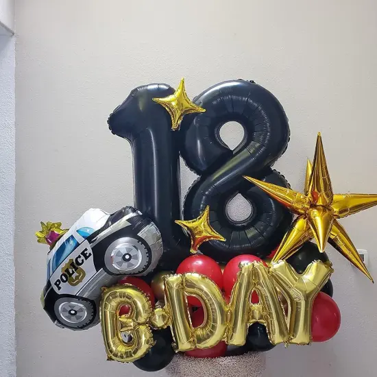 18 Number Balloon Black, 40 Inch Large 18/81 Number Foil Mylar Balloons for 18th Birthday Party Celebration Decorations Supplies, Digital Balloons for Wedding Anniversary Events Decorations {3}