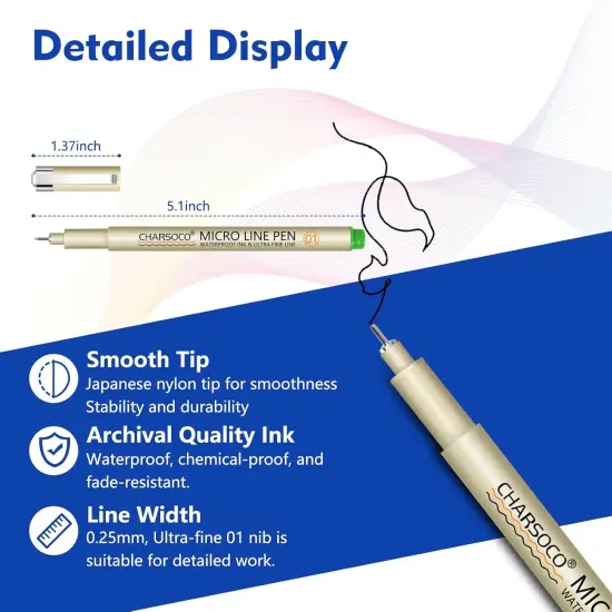 Micro Pen, Fine Point Pen with 6 Colors, Waterproof Archival Ink, 0.25mm Fineliner Ink Pens for Artist Illustration, Sketching, Anime, Manga, Technical Drawing and Scrapbooking {2}