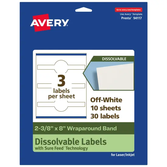Avery Dissolvable Labels, 2-3/8" x 8" Wraparound {7}
