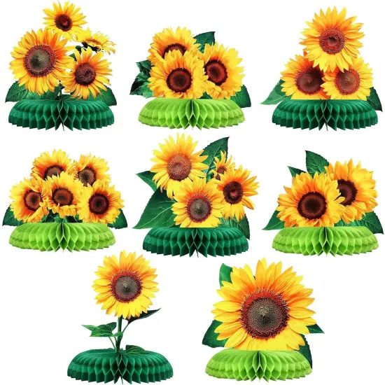 8 Pieces Sunflower Party Honeycomb Centerpieces {1}