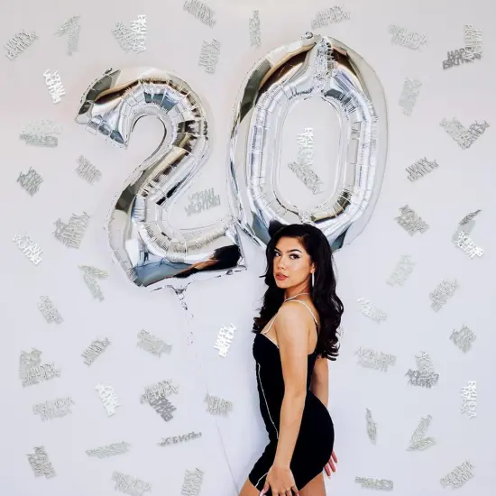 Glitter Silver Happy Birthday Confetti, Birthday Party Table Decorations, Happy Birthday Paper Confetti, Sprinkling Table Scatter for Women Men Boys Girls Birthday Party {2}