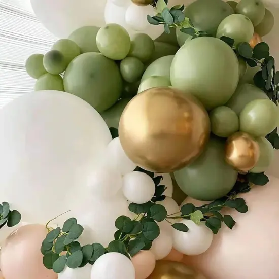 152PCS Sage Green Balloon Garland Arch Kit Green and Gold Balloon Garland Kit Retro Green and White Latex Balloons Set for Wedding Birthday Party Baby Shower Decoration {3}