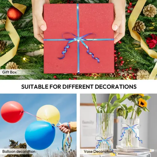 Light Blue Gradient Curling Ribbon, 1/5" Wide x 500 Yards Christmas Curling Ribbons for Gift Wrapping, Party Decoration, Balloon String, Crafting, Balloon Ribbons for Florist Flower (1 Roll) {5}