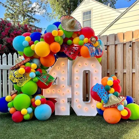 Rainbow Balloons Garland Arch Kit,126 pcs 18 12 10 5 In Orange Purple Green Blue Yellow and Red Latex Balloons Arch Kit for Graduation Birthday Decoration with Strip and Ribbon Glue Dot {3}