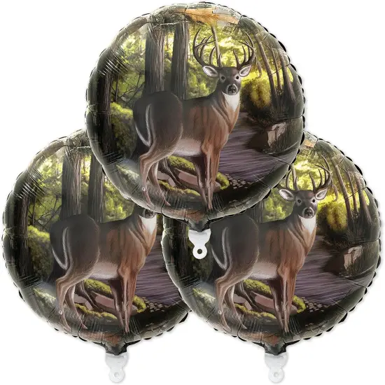Buck Party Balloons (3 pcs.)! 3 Deer (18") Mylar Balloons in Next Camo pattern. Camouflage Motif with Beautiful Buck. Great for Hunter Themed Party, Birthdays, Graduations, Father's Day. {1}