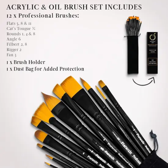 Set of 12 Brushes for Acrylic & Oil Painting | Acrylic & Oil Masters | Professional Handmade Brush Set {2}