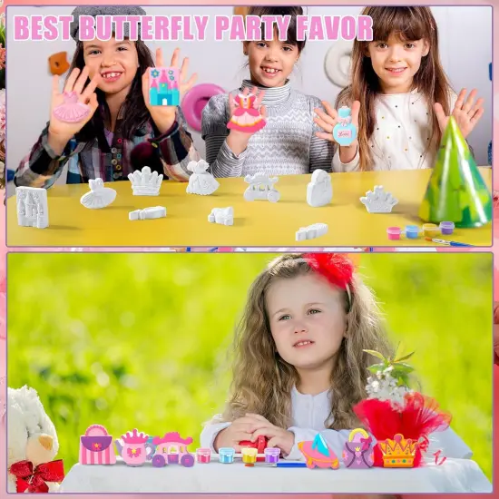 20 Set Princess DIY Painting Kit Ceramic to Paint Your Own Princess Rainbow Castle Statues Unpainted Plaster Figurines Brushes Acrylic Paints Bags Party Favor for Adults {5}