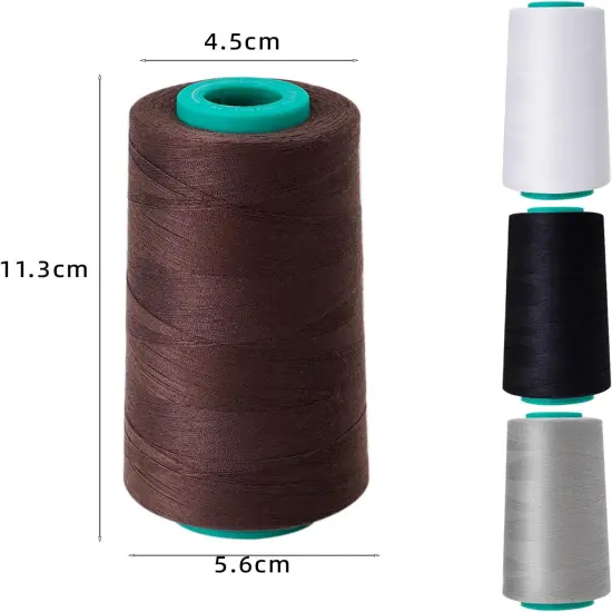 Serger Thread, All-Purpose Sewing Thread, Polyester Thread for Sewing Machine, 4 Cones of 3000 Yards Each Spool,Cone Thread for Sewing Machine 140S/2 (Black,White,Brown,Grey) {1}
