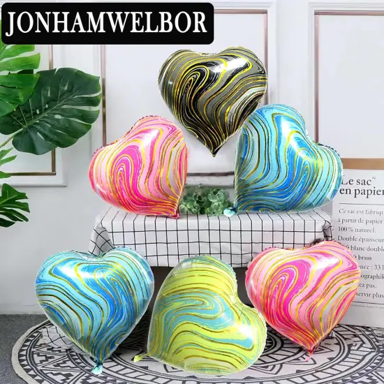 20Pcs 18 inch Marble Black Foil Mylar Heart Shape Balloons Decorations Valentines Birthday Wedding Baby Shower Party (Marble Black) {5}