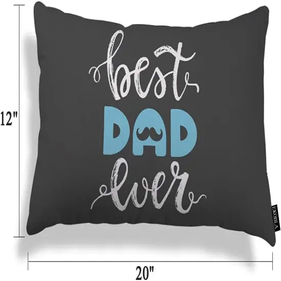 Happy Father's Day Lumbar Pillow Cases Best Dad Ever Mustache Beard Calligraphy Blue Black White Decorative Throw Pillow Cover Rectangle Cushion Covers Cotton Linen 12x20 Inch for Men Women {5}