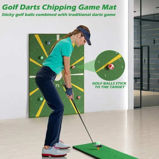 5x4ft Golf Hitting Mat & Floating Golf Green (1.5x1.2m) - Premium Practice Turf for Indoor/Outdoor, Pool, Backyard with 7-Iron Club, Balls, Tees - Perfect Gift for Men/Dad/Golf Lovers {4}