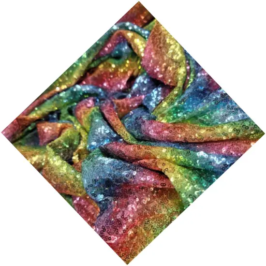 Rainbow Sequin on Stretch Mesh Fabric Vibrant Multicolor Stripes {3}