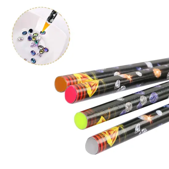 4 Pcs Diamond Art Pen Rhinestone Picker Pencil Point Drill Pen Self Adhesive Resin Picker Dotting Wax Pencil Gem Pick up Tools for Art DIY Decoration with Pencil Sharpener {3}