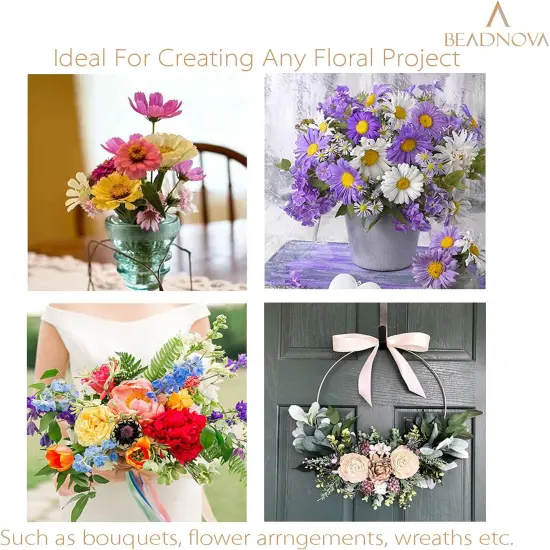 Fake Flower Stems 50pcs 18 Gauge Floral Wire Stems Flower Wire for Crafts Arrangement Florist DIY Bouquet (Brown, 50 Pcs) {4}