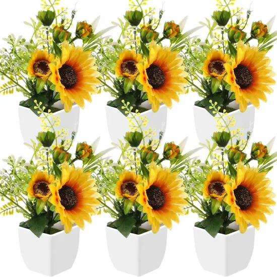 6 Pcs Small Fake Plants Artificial Potted Plants Table Centerpieces {1}