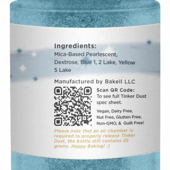 Bakell - Teal Tinker Dust Edible Glitter (25g, 1x Spray Pump) for Food, Desserts, and Beverages! {6}