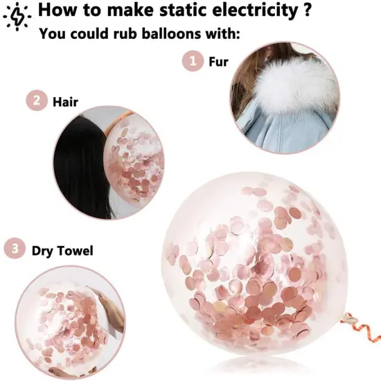 Rose Gold Confetti Latex Balloons, 50 pack 12 inch Birthday Balloons with 33 Feet Rose Gold Ribbon for Party Wedding Bridal Shower Decorations {5}