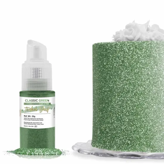 Bakell - Classic Green Tinker Dust Edible Glitter (25g, 1x Spray Pump) for Food, Desserts, and Beverages! {1}