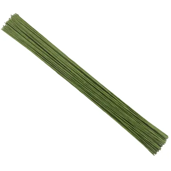 50 Pieces 18 Gauge Green Paper Covered Floral Wire Stems for DIY Crafts, Artificial Flower Arrangements 16 inch Floral Wire {5}