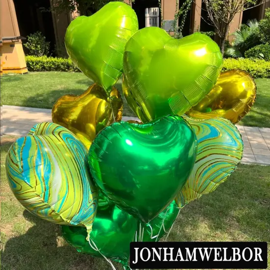 20Pcs 18 inch Green Foil Mylar Heart Shape Balloons Decorations Valentines Birthday Wedding Baby Shower Party (Emerald Green) {3}