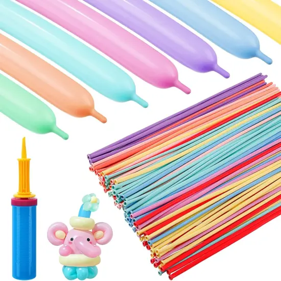 100 Pcs 260Q Balloons Kit with Pump - Kids Premium Latex Twisting Long Balloons to Make Animals Flowers, Pastel Color Party Balloons for Boys Girls Christmas Birthday Gifts Clowns Wedding Decoration {5}