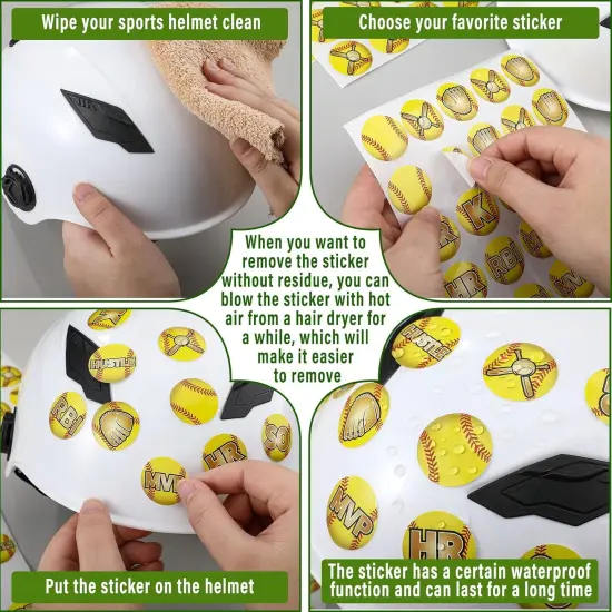 375 Pcs Softball Helmet Decals Award Self Adhesive Baseball Helmet Stickers Softball Baseball Decals Accessories for Girls Boys Women Men {4}