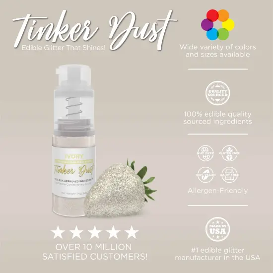 Bakell - Ivory Tinker Dust Edible Glitter (25g, 1x Spray Pump) for Food, Desserts, and Beverages! {3}