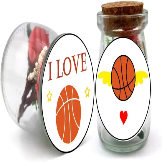 Basketball Labels Stickers, 1.5 inch Round Basketball Sport Party Supplies Decorations Bag Favors Stickers, Jar Containers Letter DIY Labels Decals {3}