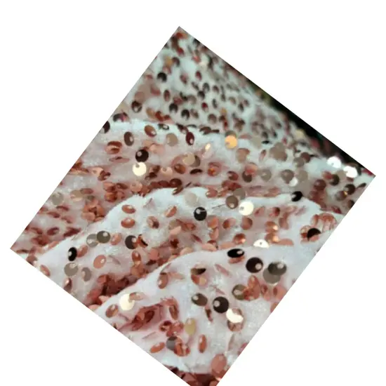 Rose Gold Sequin on Stretch Pink Velvet Fabric {3}